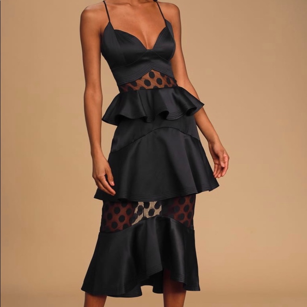 Black midi cocktail/formal dress with cut out
